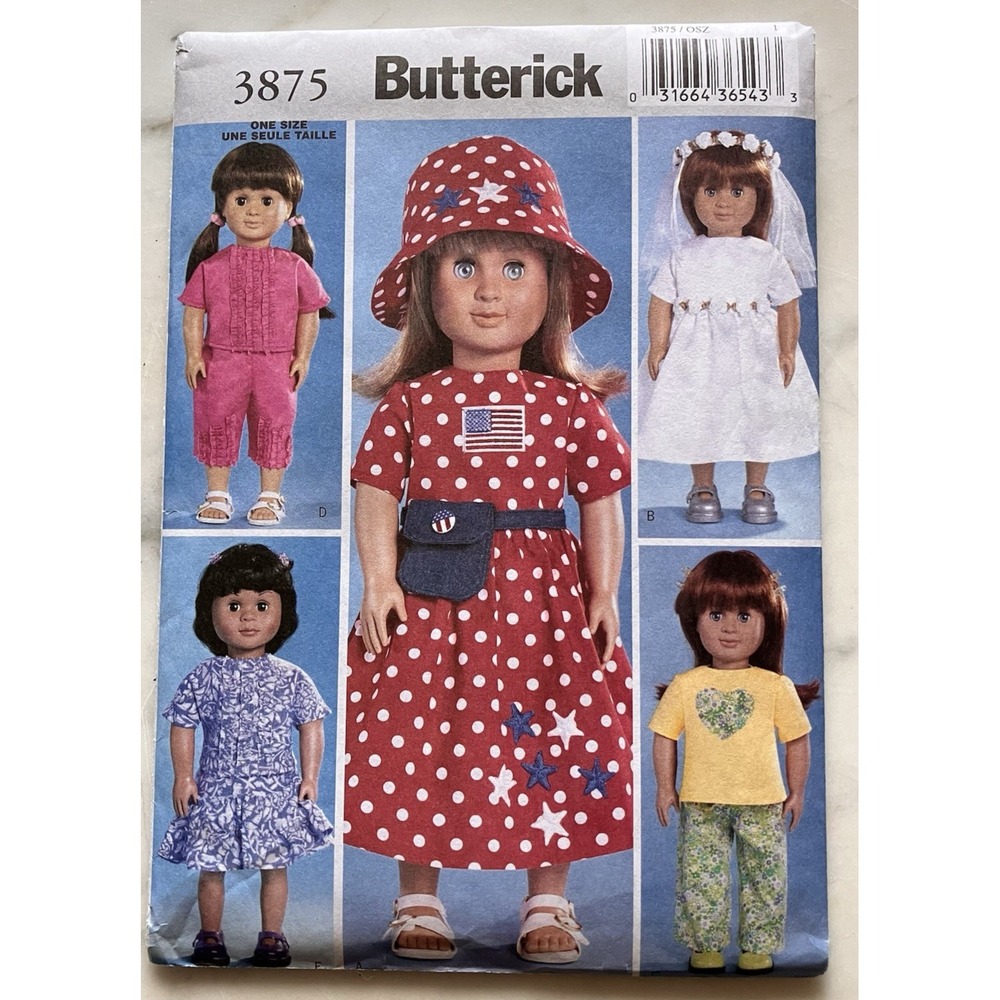 "18"‎ Doll Clothes" 2003 Butterick Sewing Craft Pattern # 3875 UNCUT